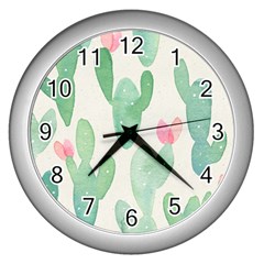 Photography-backdrops-for-baby-pictures-cactus-photo-studio-background-for-birthday-shower-xt-5654 Wall Clock (silver) by Sobalvarro