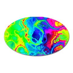 Abstract Art Tie Dye Rainbow Oval Magnet by SpinnyChairDesigns