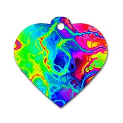 Abstract Art Tie Dye Rainbow Dog Tag Heart (two Sides) by SpinnyChairDesigns