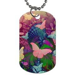 Butterfly Garden Art Dog Tag (two Sides) by SpinnyChairDesigns