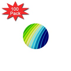 Sporty Stripes Swoosh Green Blue 1  Mini Buttons (100 pack) 