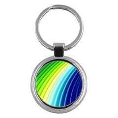 Sporty Stripes Swoosh Green Blue Key Chain (Round)