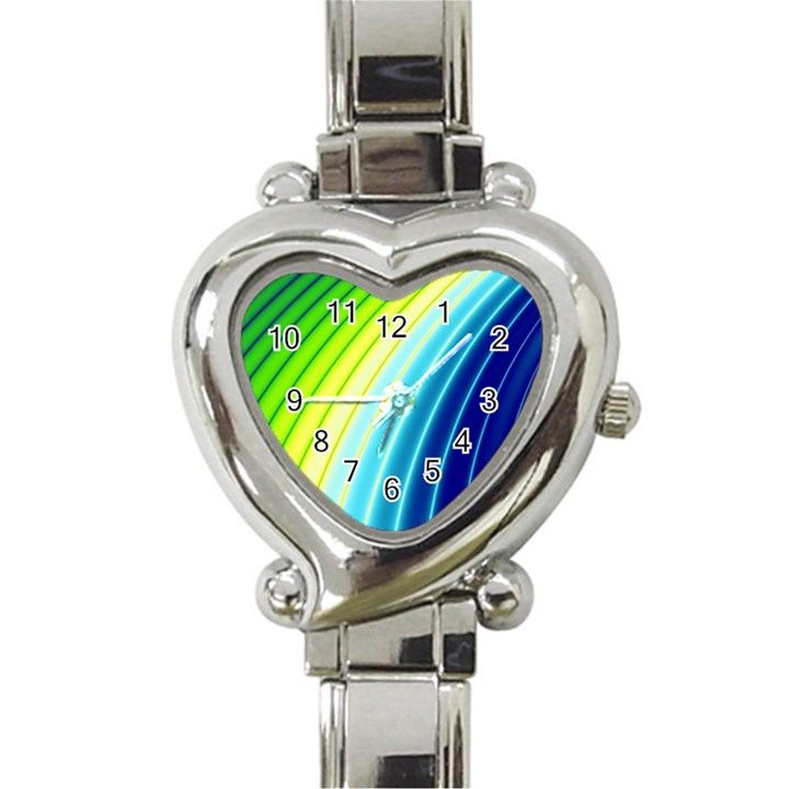 Sporty Stripes Swoosh Green Blue Heart Italian Charm Watch