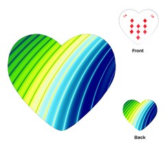 Sporty Stripes Swoosh Green Blue Playing Cards Single Design (Heart)