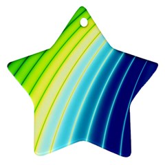 Sporty Stripes Swoosh Green Blue Star Ornament (two Sides) by SpinnyChairDesigns