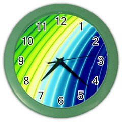 Sporty Stripes Swoosh Green Blue Color Wall Clock