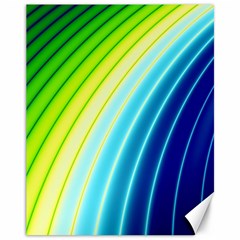 Sporty Stripes Swoosh Green Blue Canvas 11  X 14  by SpinnyChairDesigns