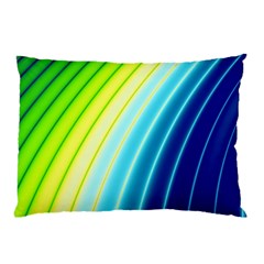 Sporty Stripes Swoosh Green Blue Pillow Case (two Sides) by SpinnyChairDesigns