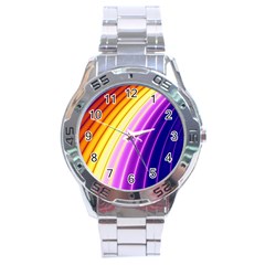 Sporty Stripes Swoosh Purple Gold Red Stainless Steel Analogue Watch by SpinnyChairDesigns