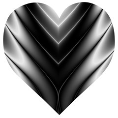 Black And Silver Pattern Wooden Puzzle Heart by SpinnyChairDesigns