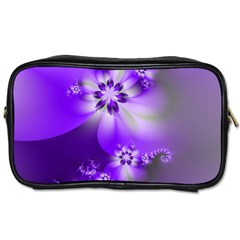 Violet Purple Flower Print Toiletries Bag (one Side) by SpinnyChairDesigns