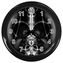 Abstract Black And White Art Wall Clock (black) by SpinnyChairDesigns