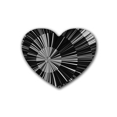 Abstract Black And White Stripes Rubber Coaster (heart)  by SpinnyChairDesigns