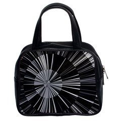 Abstract Black And White Stripes Classic Handbag (two Sides) by SpinnyChairDesigns