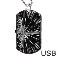 Abstract Black And White Stripes Dog Tag Usb Flash (two Sides) by SpinnyChairDesigns