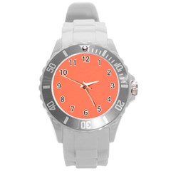 Appreciating Apricot Round Plastic Sport Watch (l) by Janetaudreywilson