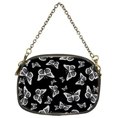 Black And White Butterfly Pattern Chain Purse (two Sides) by SpinnyChairDesigns