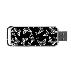 Black And White Butterfly Pattern Portable Usb Flash (one Side) by SpinnyChairDesigns