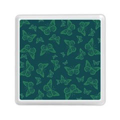 Midnight Green Butterflies Pattern Memory Card Reader (square) by SpinnyChairDesigns
