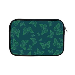 Midnight Green Butterflies Pattern Apple Ipad Mini Zipper Cases by SpinnyChairDesigns