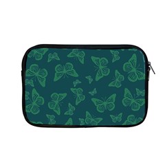 Midnight Green Butterflies Pattern Apple Macbook Pro 13  Zipper Case by SpinnyChairDesigns