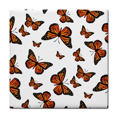 Monarch Butterflies Tile Coaster by SpinnyChairDesigns