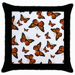 Monarch Butterflies Throw Pillow Case (black) by SpinnyChairDesigns