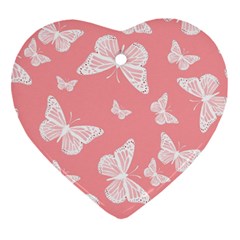 Pink And White Butterflies Ornament (heart) by SpinnyChairDesigns