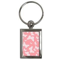 Pink And White Butterflies Key Chain (rectangle) by SpinnyChairDesigns