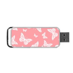 Pink And White Butterflies Portable Usb Flash (two Sides)