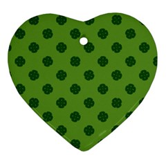 Green Four Leaf Clover Pattern Ornament (Heart)