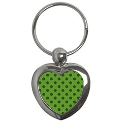 Green Four Leaf Clover Pattern Key Chain (Heart)