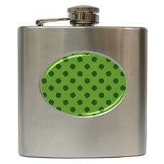 Green Four Leaf Clover Pattern Hip Flask (6 oz)