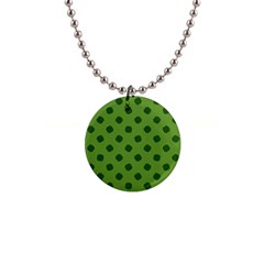 Green Four Leaf Clover Pattern 1  Button Necklace