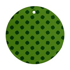 Green Four Leaf Clover Pattern Round Ornament (Two Sides)