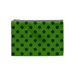 Green Four Leaf Clover Pattern Cosmetic Bag (Medium)