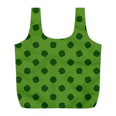 Green Four Leaf Clover Pattern Full Print Recycle Bag (L)