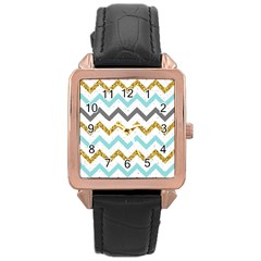 Chevron  Rose Gold Leather Watch  by Sobalvarro