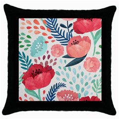 Floral  Throw Pillow Case (black) by Sobalvarro