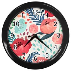 Floral  Wall Clock (black) by Sobalvarro