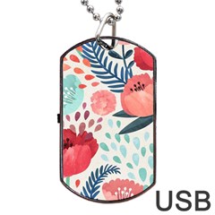 Floral  Dog Tag Usb Flash (one Side) by Sobalvarro