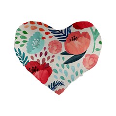 Floral  Standard 16  Premium Flano Heart Shape Cushions by Sobalvarro