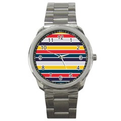 Horizontal Colored Stripes Sport Metal Watch by tmsartbazaar