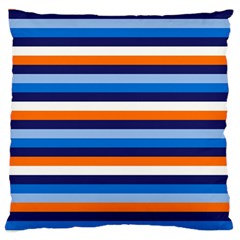 Ocean Blue Stripes Large Cushion Case (one Side) by tmsartbazaar