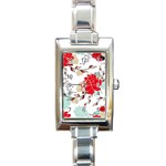 Floral pattern  Rectangle Italian Charm Watch Front