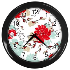 Floral Pattern  Wall Clock (black) by Sobalvarro