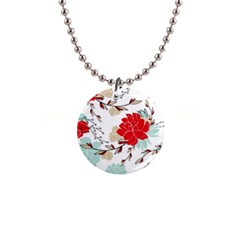 Floral Pattern  1  Button Necklace by Sobalvarro