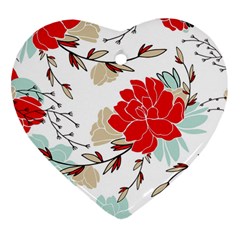 Floral Pattern  Heart Ornament (two Sides) by Sobalvarro