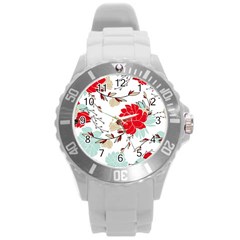 Floral Pattern  Round Plastic Sport Watch (l) by Sobalvarro