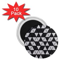 Black And White Triangles Pattern 1 75  Magnets (10 Pack)  by SpinnyChairDesigns